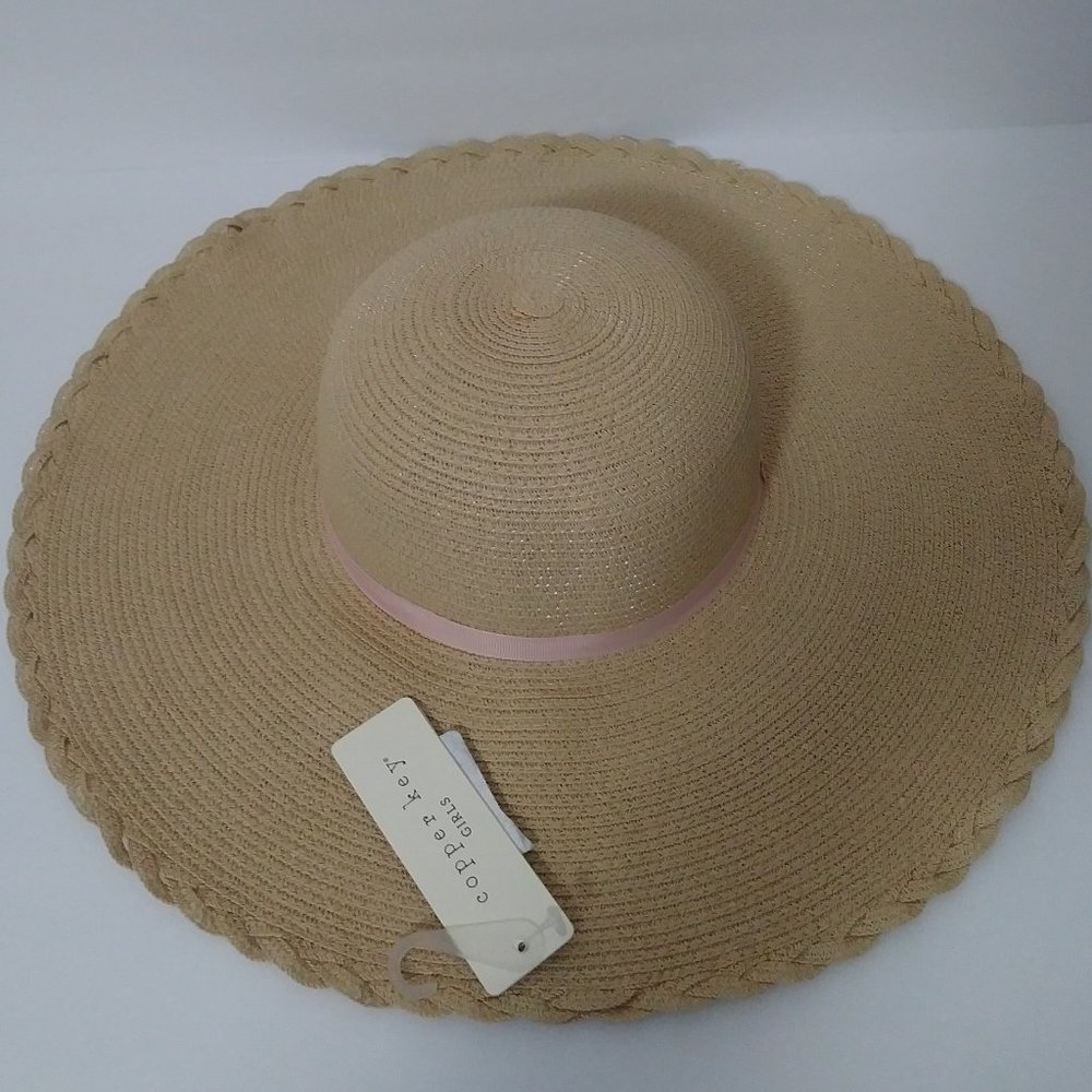 Cooper Key Straw Hat with Pink Ribbon S/M